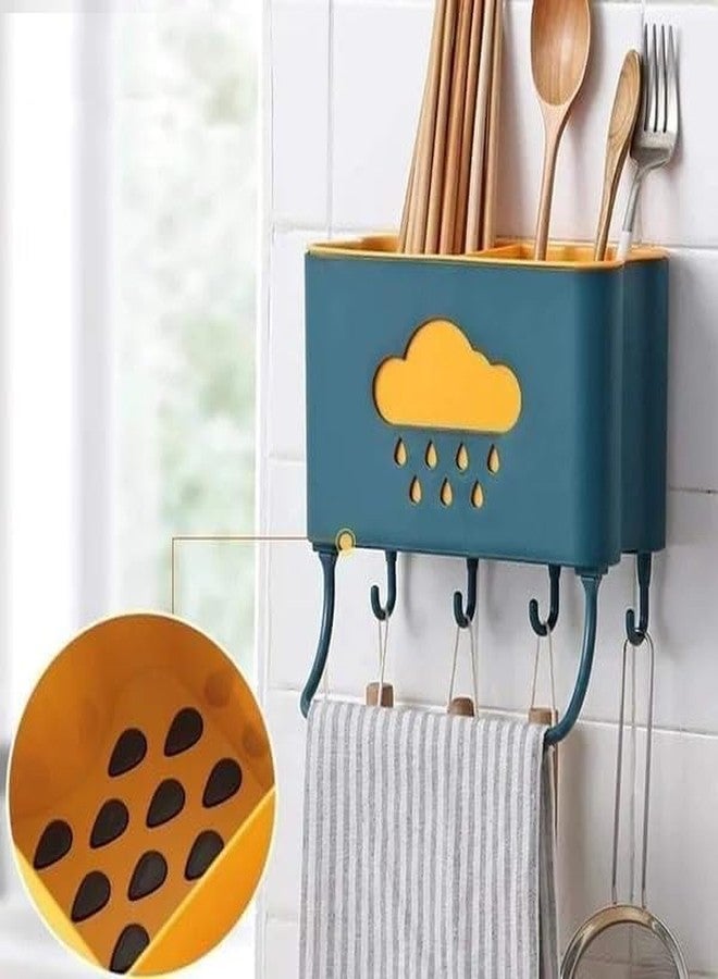 Ameedarshan Kitchen Adhesive Drainage Storage Rack Chopstick Fork Holder Hanger Hook Basket,Countertop Kitchen Utensil Organizer Flatware Caddy,Drying Rack Basket - Image 2